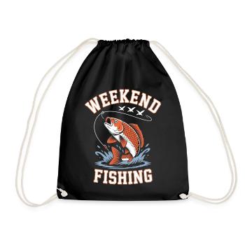 Weekend Fishing Splash T-shirt Design - Drawstring Bag - black - Front