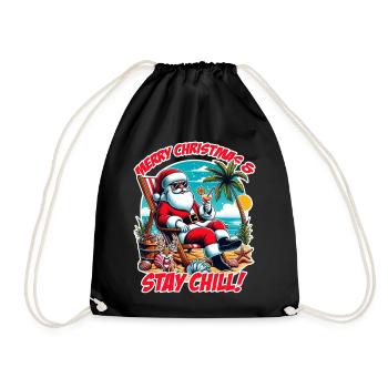 Santa am Strand – Merry Christmas & Stay Chill - Turnbeutel - Schwarz - Vorne