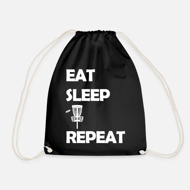 Eat Sleep Disc Golf Repeat Discgolf Trendsport - Turnbeutel - Schwarz