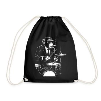 Jazz Monkey playing the Drums - Drawstring Bag - black - Front