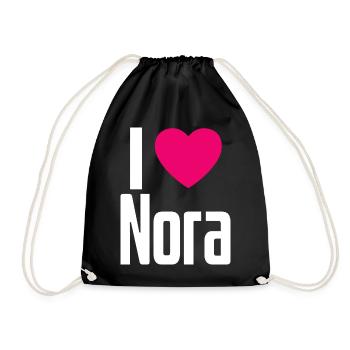 I Love Nora Pinkes Herz Ich liebe Nora - Turnbeutel - Schwarz - Vorne