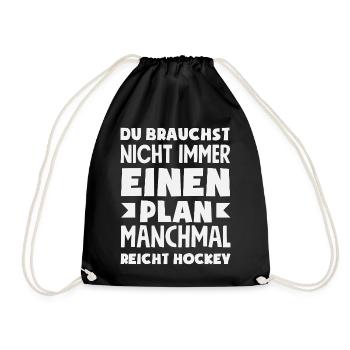 Lustiges Hockey Hockeyspieler Geschenk - Turnbeutel - Schwarz - Vorne