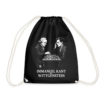Kant vs Wittgenstein Chess Duel - Drawstring Bag - black - Front