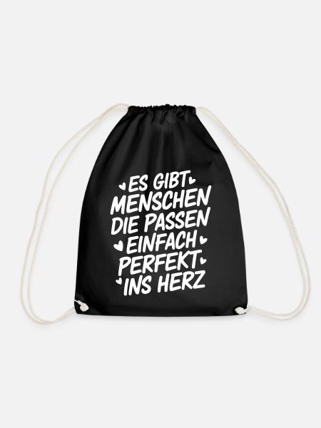 Menschen die passen einfach perfekt ins Herz - Turnbeutel - Schwarz