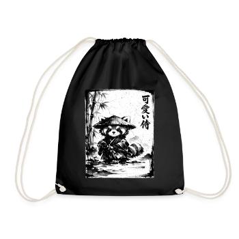 Samurai Roter Panda Sumi-e Tuschezeichnung - Turnbeutel - Schwarz - Vorne