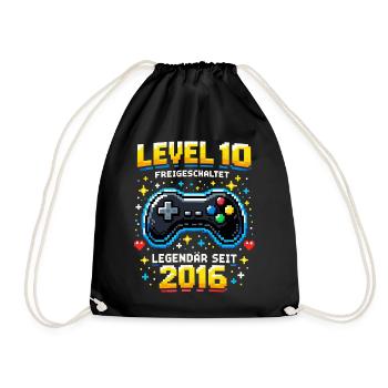 10e anniversaire 2016 Niveau 10 Jeune Joueur Drôle - Sac de sport léger - noir - Devant