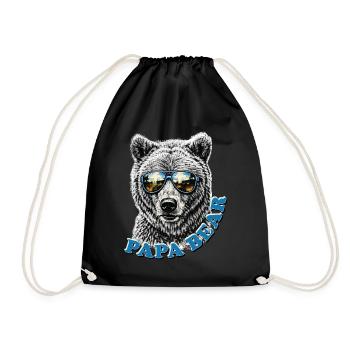 Papa Bear – Retro Vatertag Geschenkidee - Turnbeutel - Schwarz - Vorne