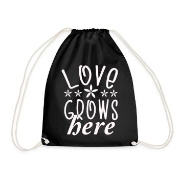 Love grows here Flowers Typography - Drawstring Bag - black - Front