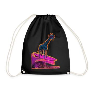 Surfer Giraffe - Turnbeutel - Schwarz - Vorne
