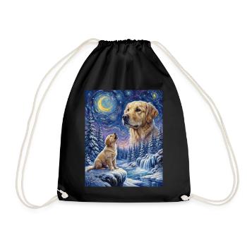 Howling to the Moon Meme Animal Dog Labrador - Drawstring Bag - black - Front