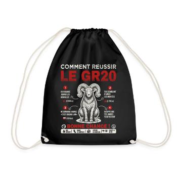 GR20 Finisher cadeau drole randonnée Corse - Sac de sport léger - noir - Devant
