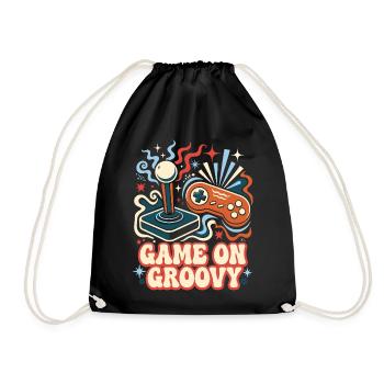 Game On Groovy Retro Gaming - Turnbeutel - Schwarz - Vorne