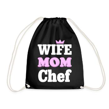 Wife Mom Chef - Design statement pour les mamans - Sac de sport léger - noir - Devant
