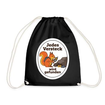 Geocaching Eichhörnchen Cache Schatz Geschenk - Turnbeutel - Schwarz - Vorne