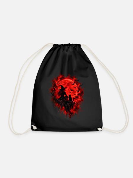 Halloween Hexe Blutmond - Turnbeutel - Schwarz