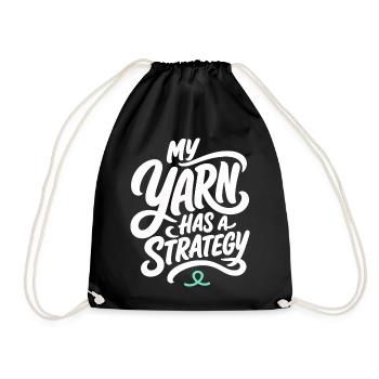 Handarbeit – My Yarn Has a Strategy - Turnbeutel - Schwarz - Vorne