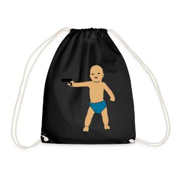 baby gun - Drawstring Bag - black - Front
