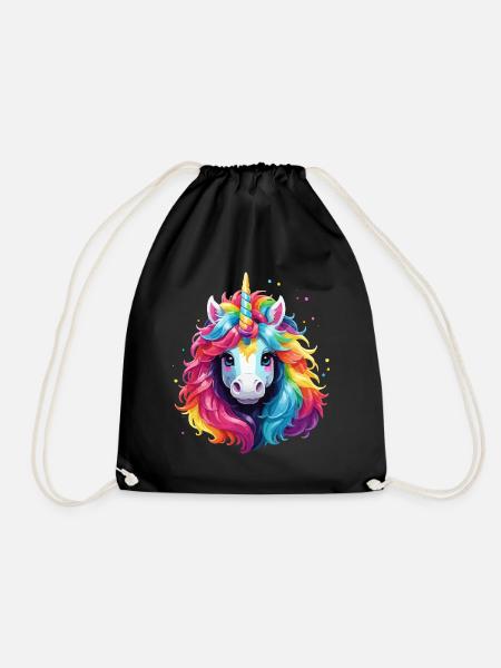 Einhorn Regenbogen Pony Mädchen Kinder - Turnbeutel - Schwarz