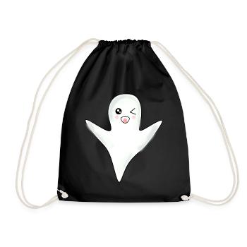 Kawaii Ghost Ghosts Halloween Halloween Costume - Drawstring Bag - black - Front