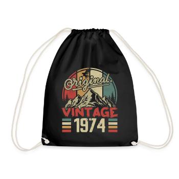 Jahrgang 1974 Retro Geburtstagsgeschenk Jahrgang 1974 - Turnbeutel - Schwarz - Vorne