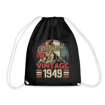 Vintage 1949 Retro Birthday Gift Born in 1949 - Drawstring Bag - black - Front
