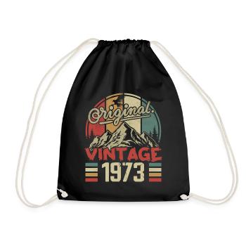 Jahrgang 1973 Retro Geburtstagsgeschenk Jahrgang 1973 - Turnbeutel - Schwarz - Vorne