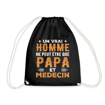 A Real Man Is Just a Dad and a Doctor - Drawstring Bag - black - Front