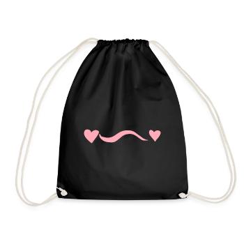 Pink Line Two Hearts Pink Heart - Drawstring Bag - black - Front