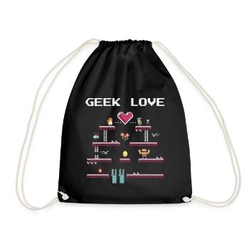 Geek Love Retro Pixel - Turnbeutel - Schwarz - Vorne