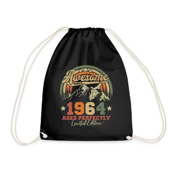 Jahrgang 1964 geboren Vintage Retro Geburtstag - Turnbeutel - Schwarz - Vorne