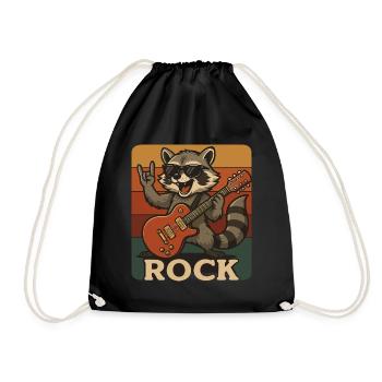 Rock 'n' Raccoon – Drôle de raton laveur rétro - Sac de sport léger - noir - Devant