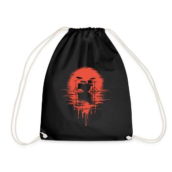 Drumset Silhouette Drums with Reflection - Drawstring Bag - black - Front