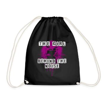 Loud Girl Funny Drummer Girl Saying - Drawstring Bag - black - Front