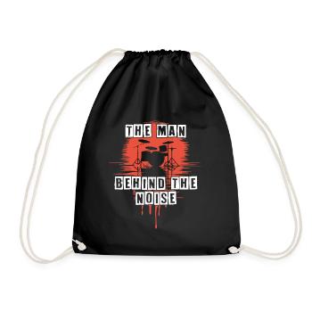 Homme derrière le bruit drôle de tambour motif - Sac de sport léger - noir - Devant