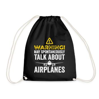 Funny Airplane Tees Men Women Plane Aviation Pilot - Drawstring Bag - black - Front