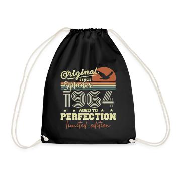 Born in September 1964 September - September 1964 - Drawstring Bag - black - Front