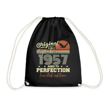 Born in September 1957 September - September 1957 - Drawstring Bag - black - Front
