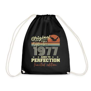Born in September 1977 September - September 1977 - Drawstring Bag - black - Front