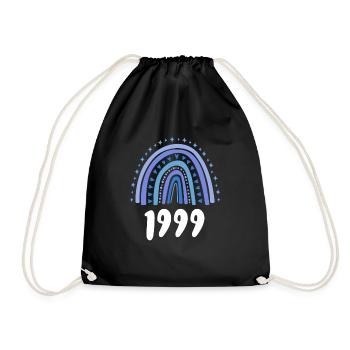 Blau Regenbogen Geburtsjahr Jahrgang 1999 - Turnbeutel - Schwarz - Vorne