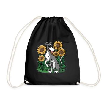 Lévrier et tournesols - Sac de sport léger - noir - Devant