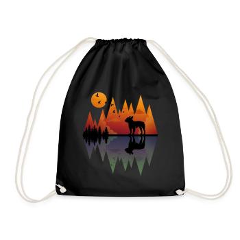 Mountain French Bulldog - Frenchie - Drawstring Bag - black - Front