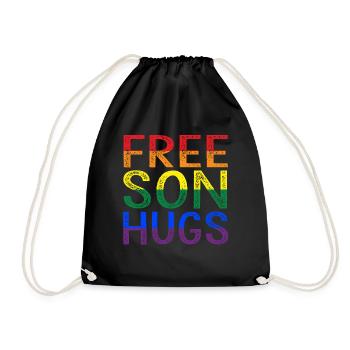 Free Son Hugs LGBT Gay Lesbian Pride - Drawstring Bag - black - Front