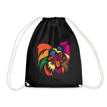 Netter Papillon Hund Regenbogen Grafik Tierliebhaber - Turnbeutel - Schwarz - Vorne