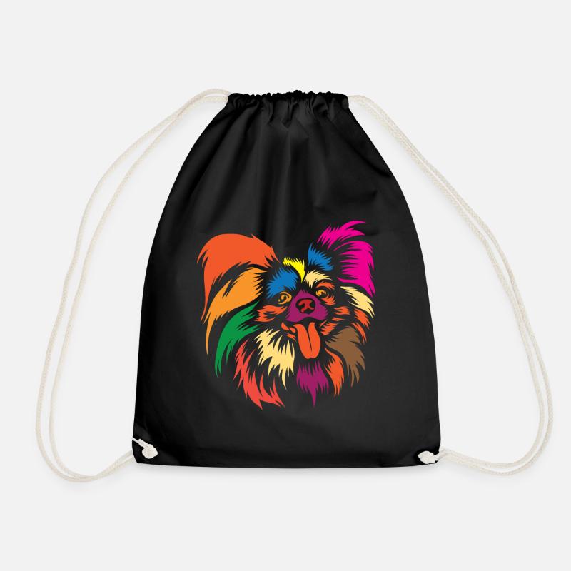 Netter Papillon Hund Regenbogen Grafik Tierliebhaber - Turnbeutel - Schwarz