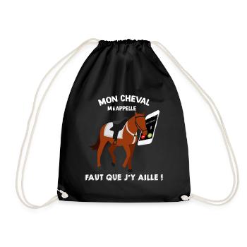 Humour Cheval avec portable, cadeau équitation - Sac de sport léger - noir - Devant