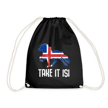 Isi Islandpferd Pony Islandpferde Spruch Geschenk - Turnbeutel - Schwarz - Vorne