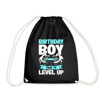Gamer Geburtstag Time To Level Up Junge Kind - Turnbeutel - Schwarz - Vorne