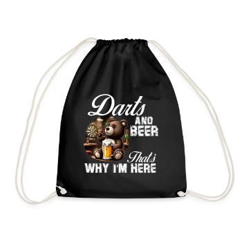 Darts and beer That's why I'm here cute bear - Drawstring Bag - black - Front