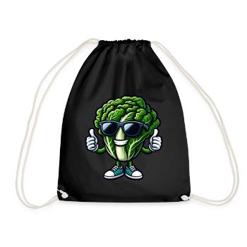 Salade de laitue végétalienne fraîche avec lunettes de soleil - Sac de sport léger - noir - Devant