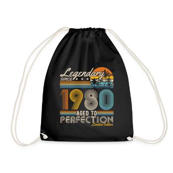 Legendary Since 1980's Vintage Birthday Retro - Drawstring Bag - black - Front